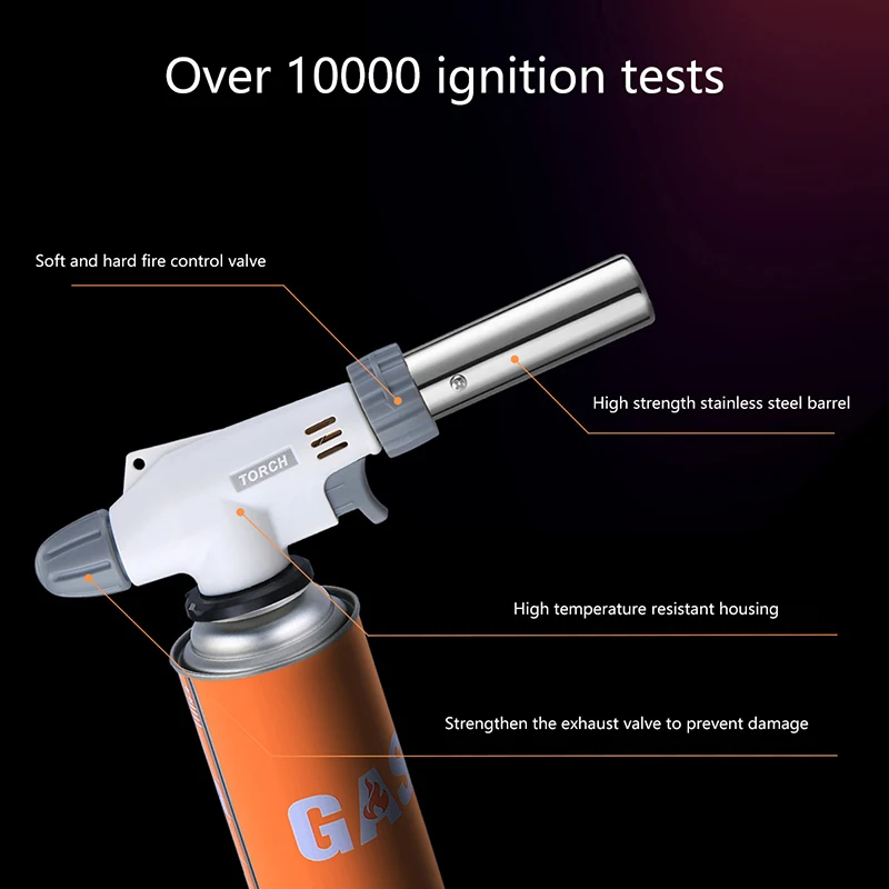 Torch Cooking AutoIgnition Butane Gas Welding-Burner Welding Gas Burner Flame Gas Torch Flame Gun Blow for BBQ Camping Cooking