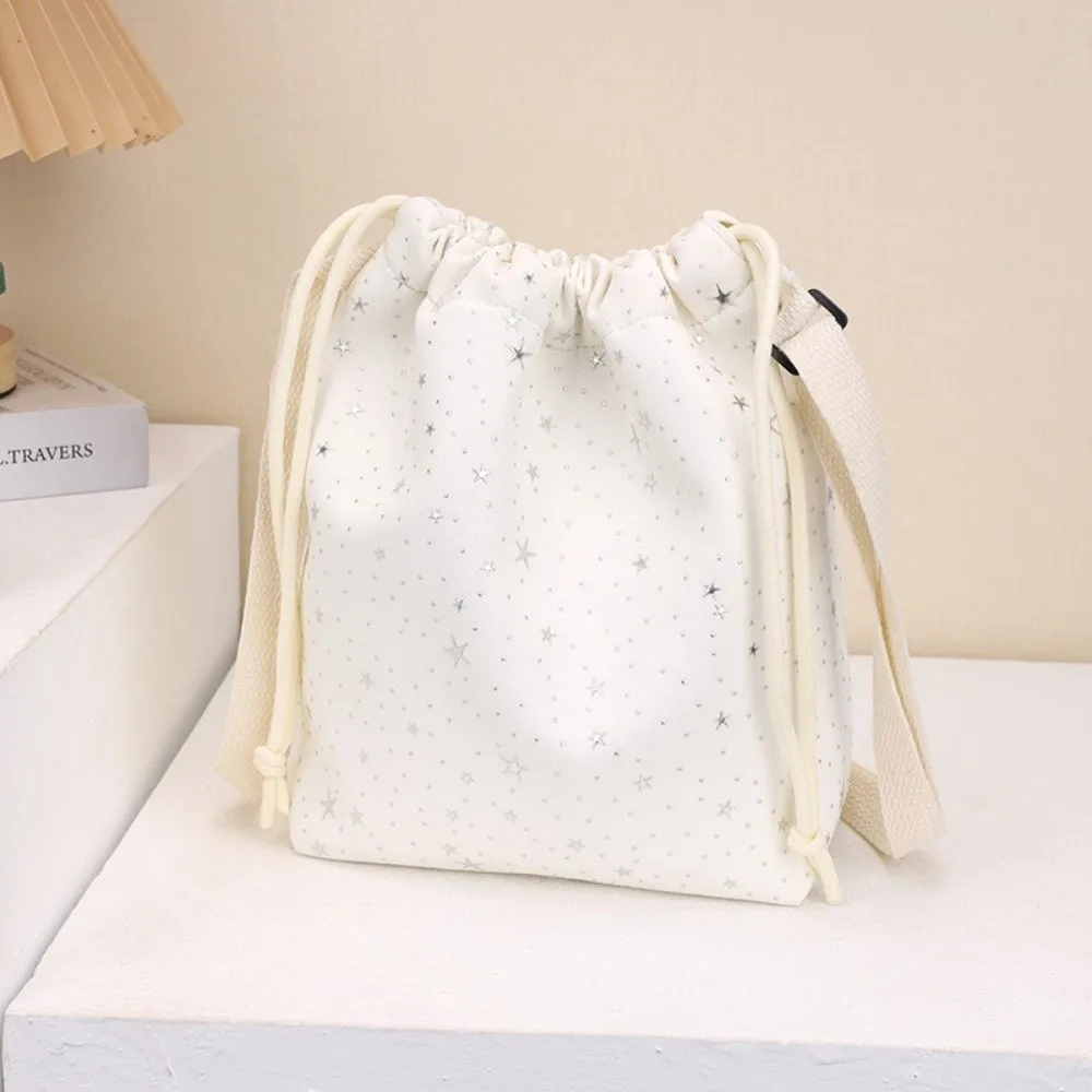 Durable Lightweight Drawstring Backpack Waterproof Wear-resistant Fitness Sack Polyester Star Pattern Shoulder bag Travel