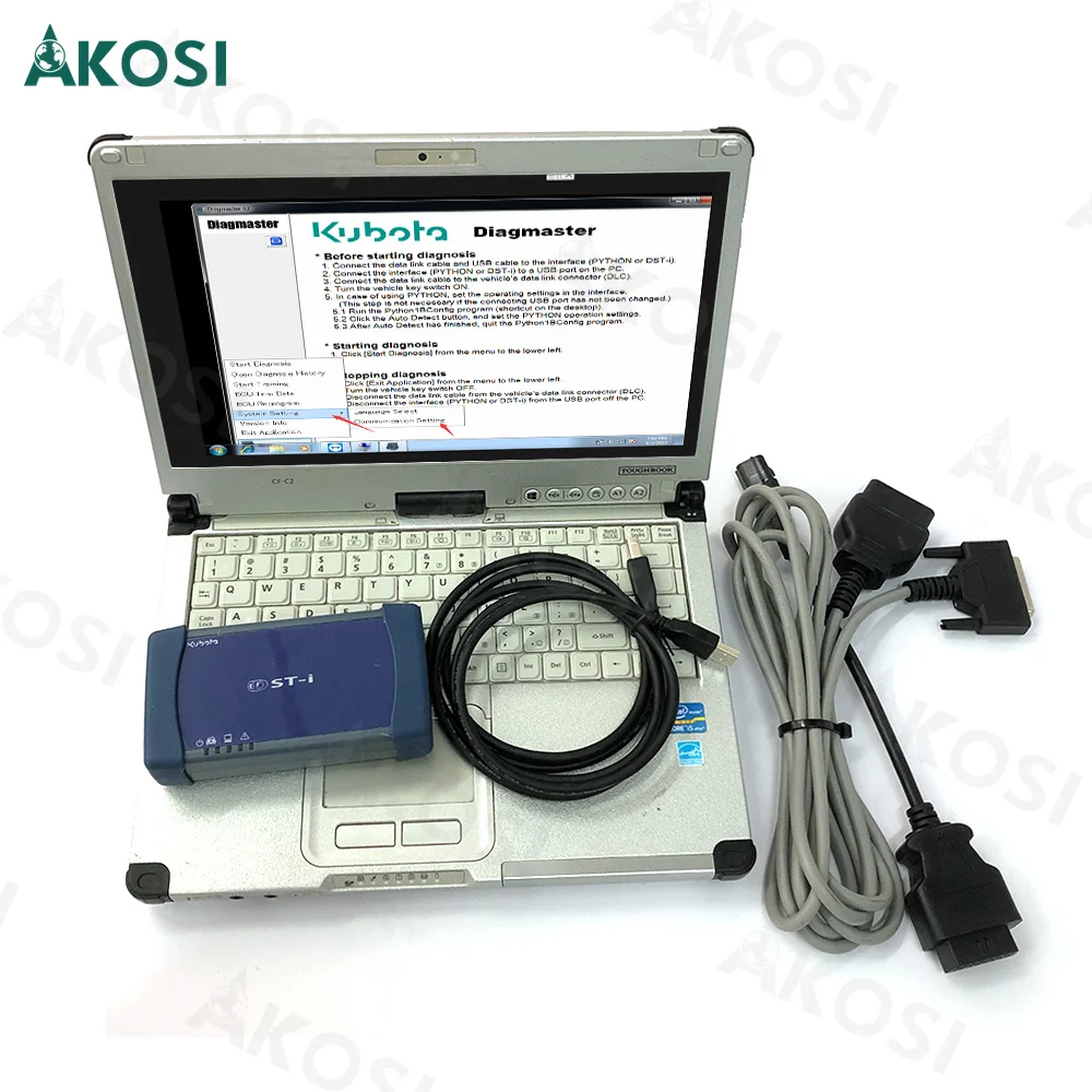 For Kubota Diagnostic Tool kubota diagmaster Python Takeuchi denso dst-i Diagmaster interface+Thoughbook CFC2 Laptop