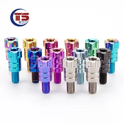 TS 2pcs titanium alloy rearview mirror height adapter screw M8 positive wire reverse wire M10 positive wire