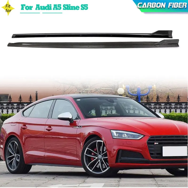 

Carbon Fiber Car Side Skirts Extensions For Audi A5 Sline S5 4-Door 2017-2019 Racing Side Skirt Door Bumper Apron Lip Body Kits