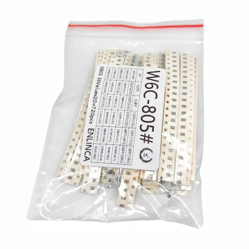 18-36Values 1pF-10uF Electronic Capacitor set 1206 SMD Ceramic Capacitors assortment kit 47PF 22NF 100NF 2.2UF 4.7UF 0603 0805