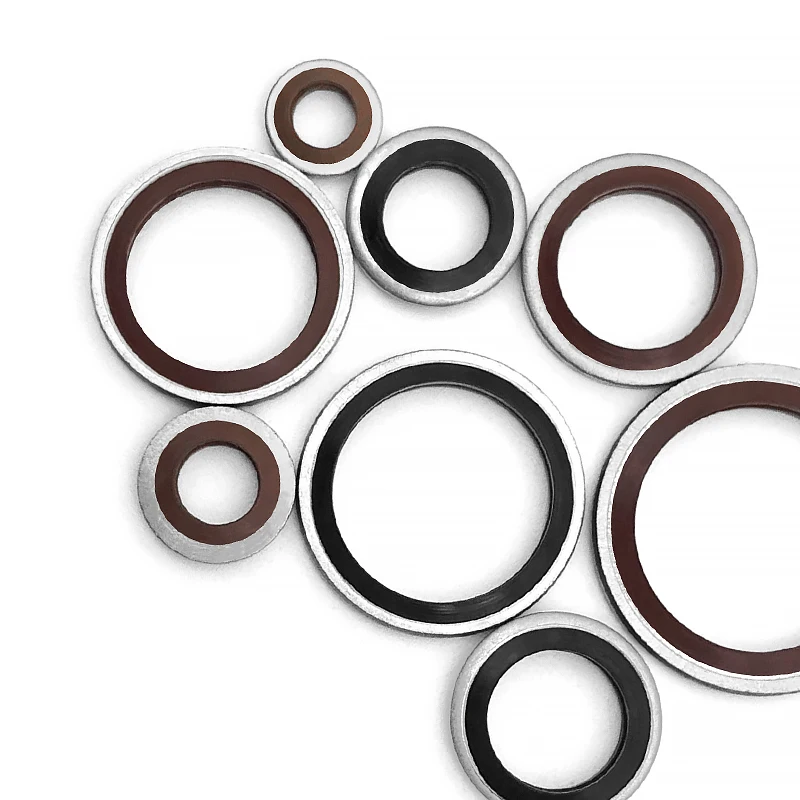 10 Pcs NBR/FKM O-Ring Rubber Metal Seal High Temperature Wear Resistant Pipe Gasket Fuel Line Connection Seal Bonded Washer