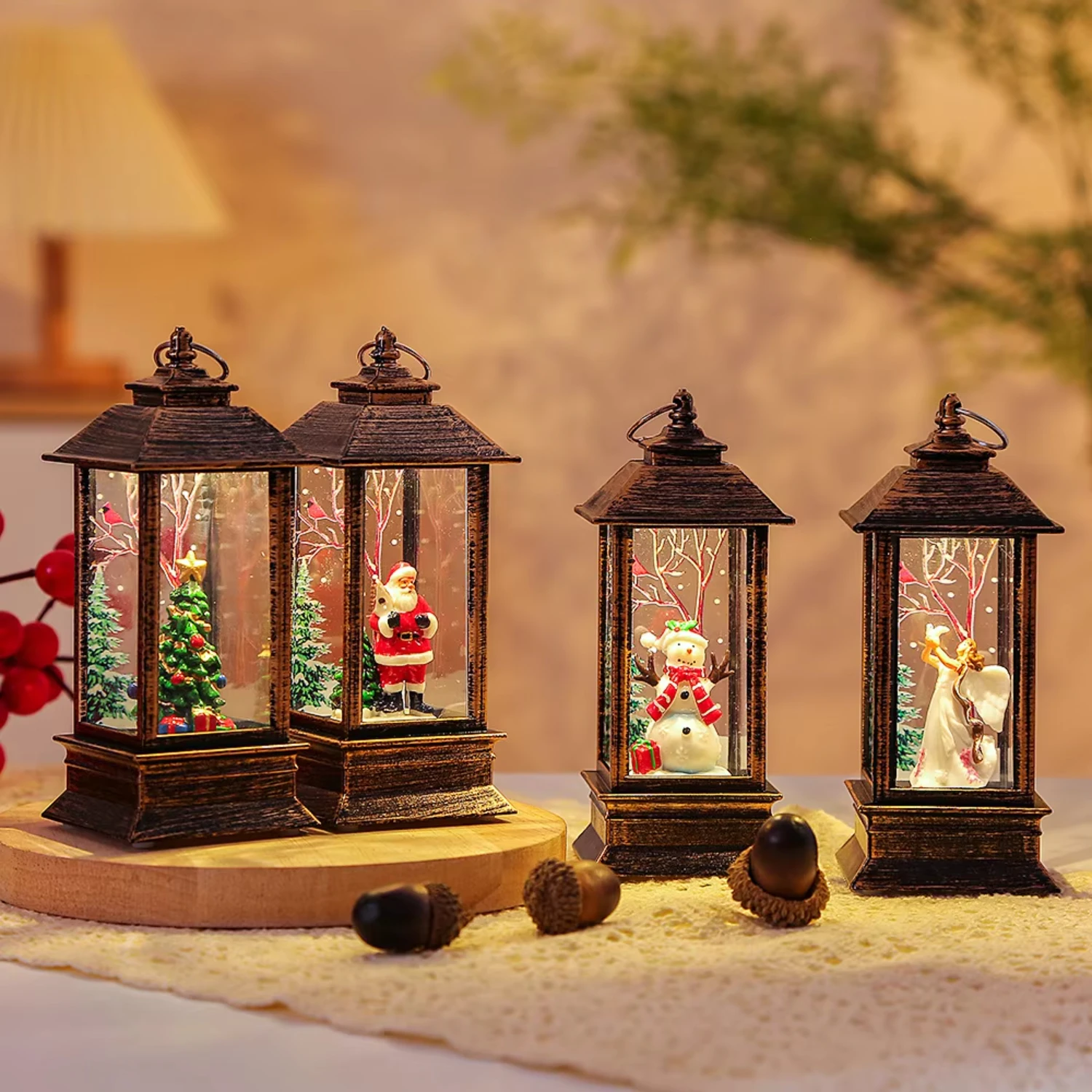 Presente de natal led iluminado com luz led para artesanato de natal suprimentos decoração de natal rosa artesanato de natal anjos gnomos