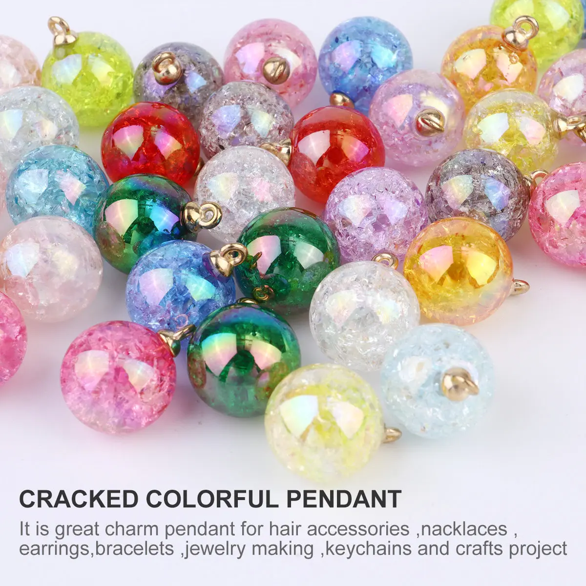 

50Pcs Resin Bead Pendants Colorful DIY Jewelry Making Supplies for Hair Accessories Necklaces Bracelets Keychains