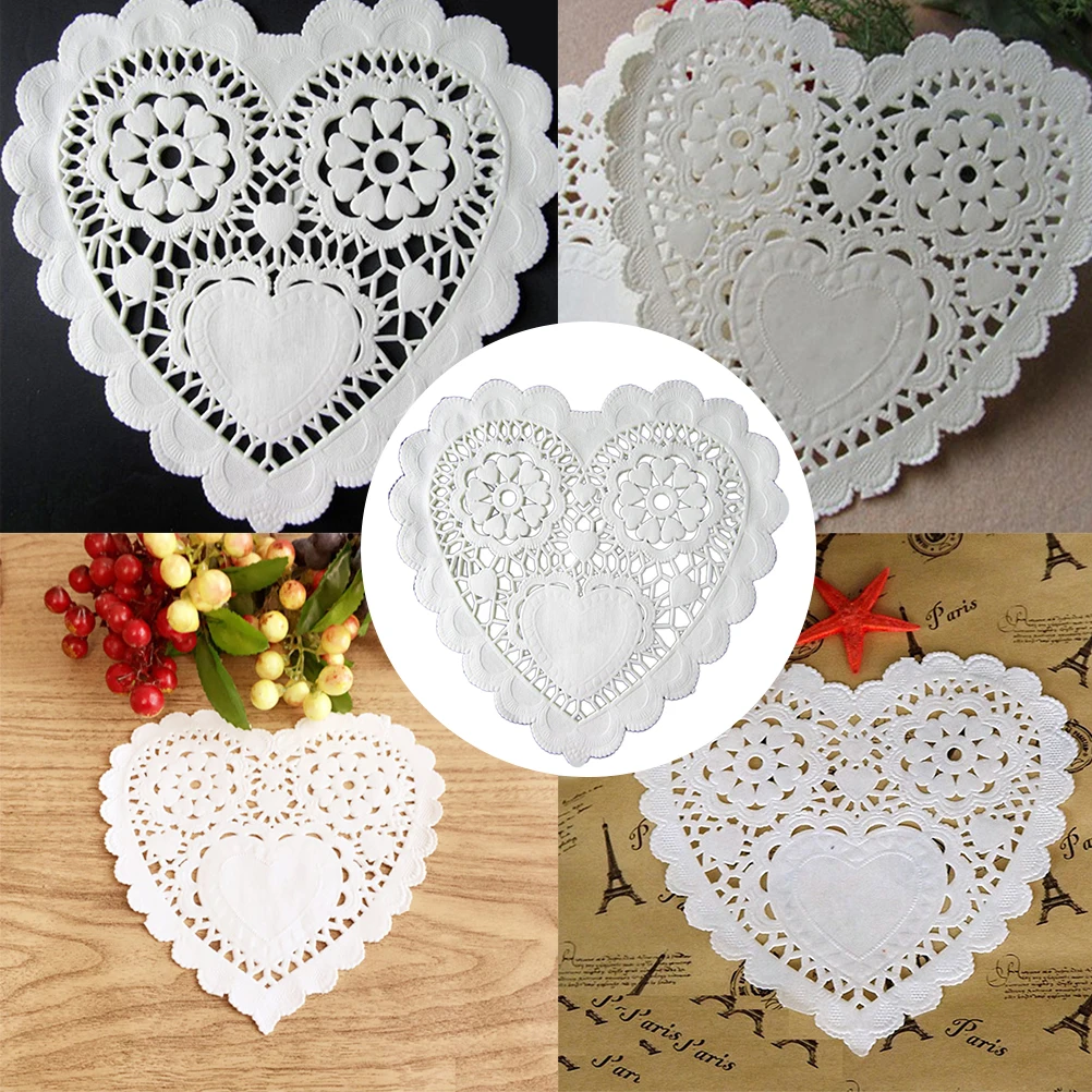 

100 Pcs Paper Doilies Meal Coaster Mats Cake Baking Flower Shape White Placemats