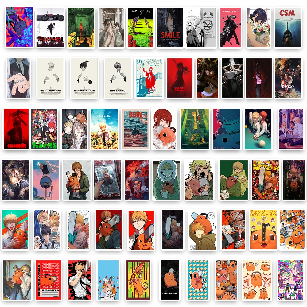 60 Teile/satz Anime Kettensäge Mann Cartoon Aufkleber Coole Pochita Denji Graffiti Aufkleber Telefon Fall Tagebuch Laptop Wasserdichte Aufkleber