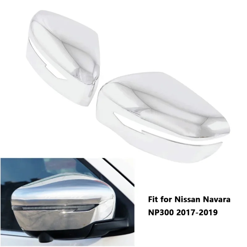 For Nissan Navara NP300 2017 2018 2019 Carbon Fiber/Chrome Left Right Accessories 2Pcs Car Rear View Side Mirror Cover Trim