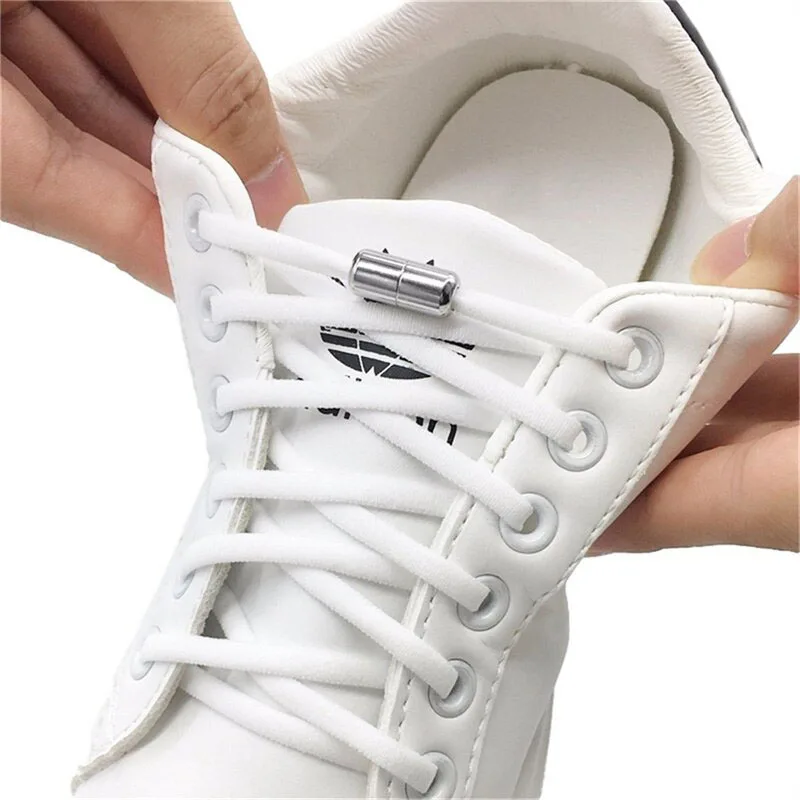 Elastic Lazy Shoelaces for Adults And Kids No-Tie Stretchy Shoelaces with Alloy Metal Capsule Buckle for Easy Footwear Fastening