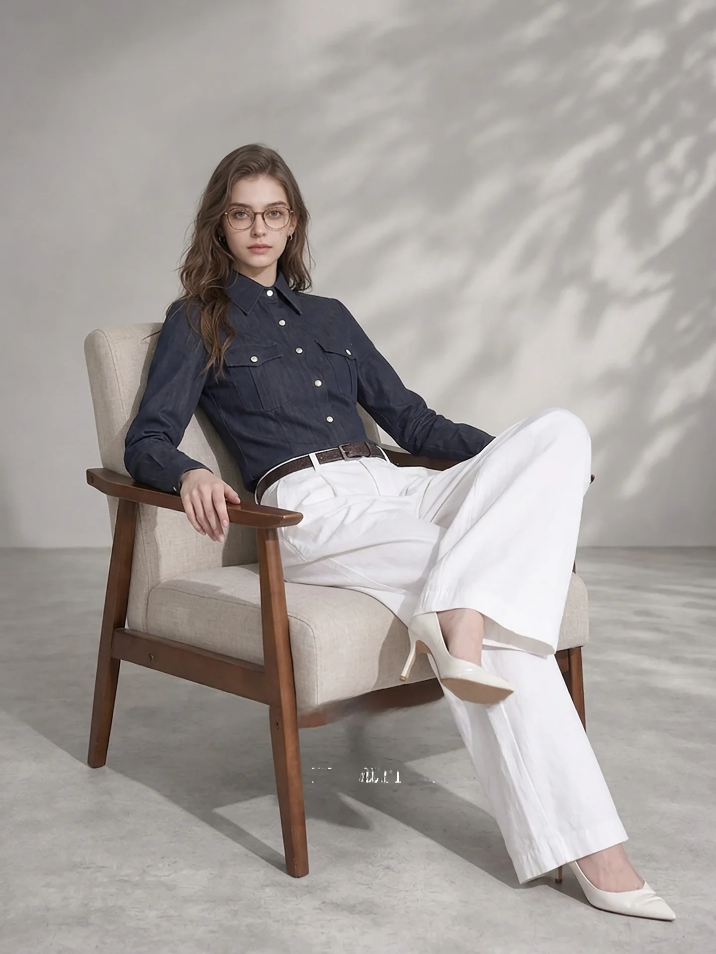 HUAAPPUW Retro  Collar Slim Fit Hunting Shirt Long Sleeve Office Wear Waist Cinched Shoulder Length Women's Shirt