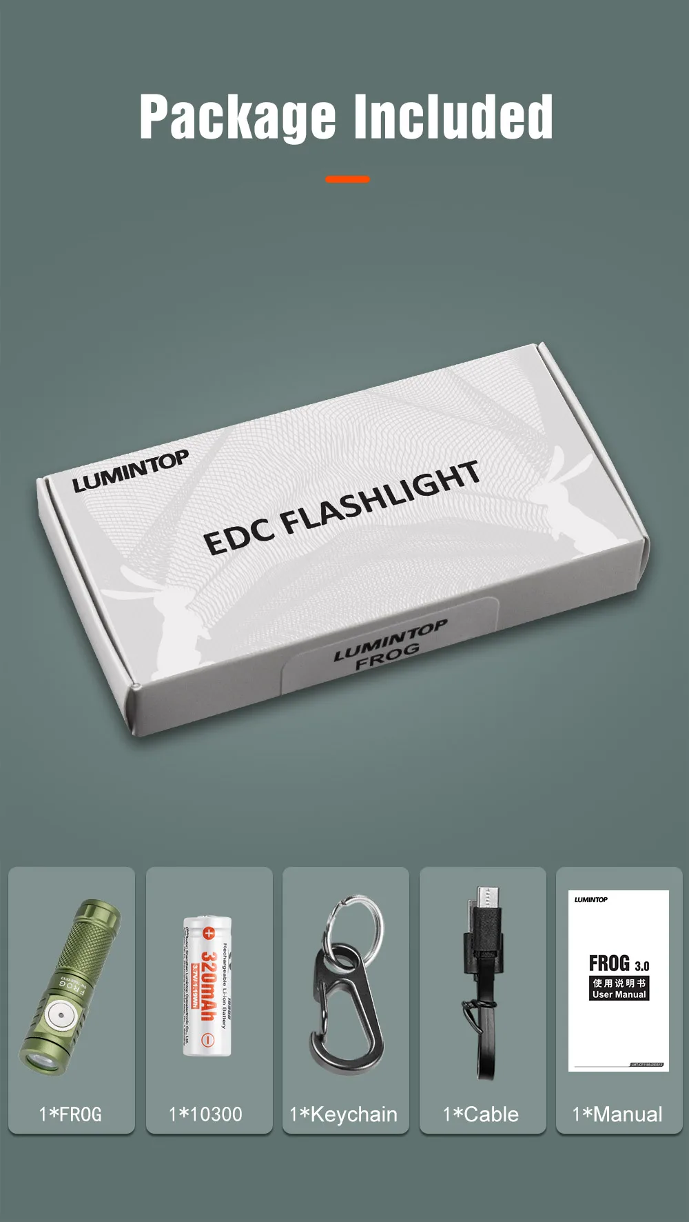 Lumintop FROG Taschenlampe USB TYPE C Taschenlampe mit 10750 Verlängerungsrohr Mini Schlüsselanhänger-Taschenlampe für EDC USB-Ladegerät 650 Lumen – Detail 10