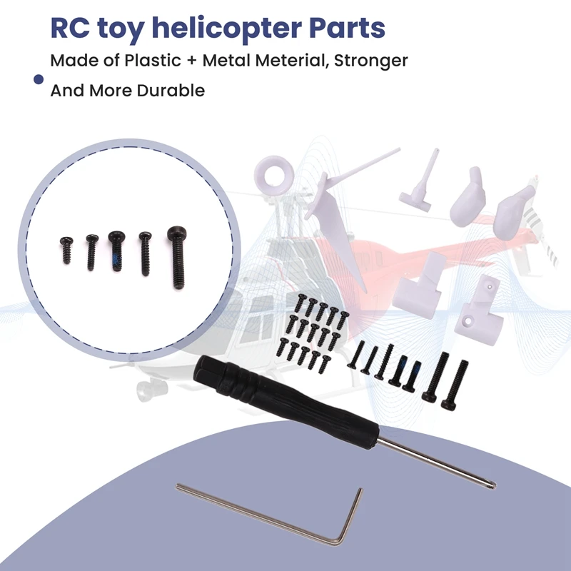 Rcおもちゃのヘリコプター,ドライバー,アクセサリー,部品,rc,c138,ベル206, 1:33,アップグレード,c138用のネジセット