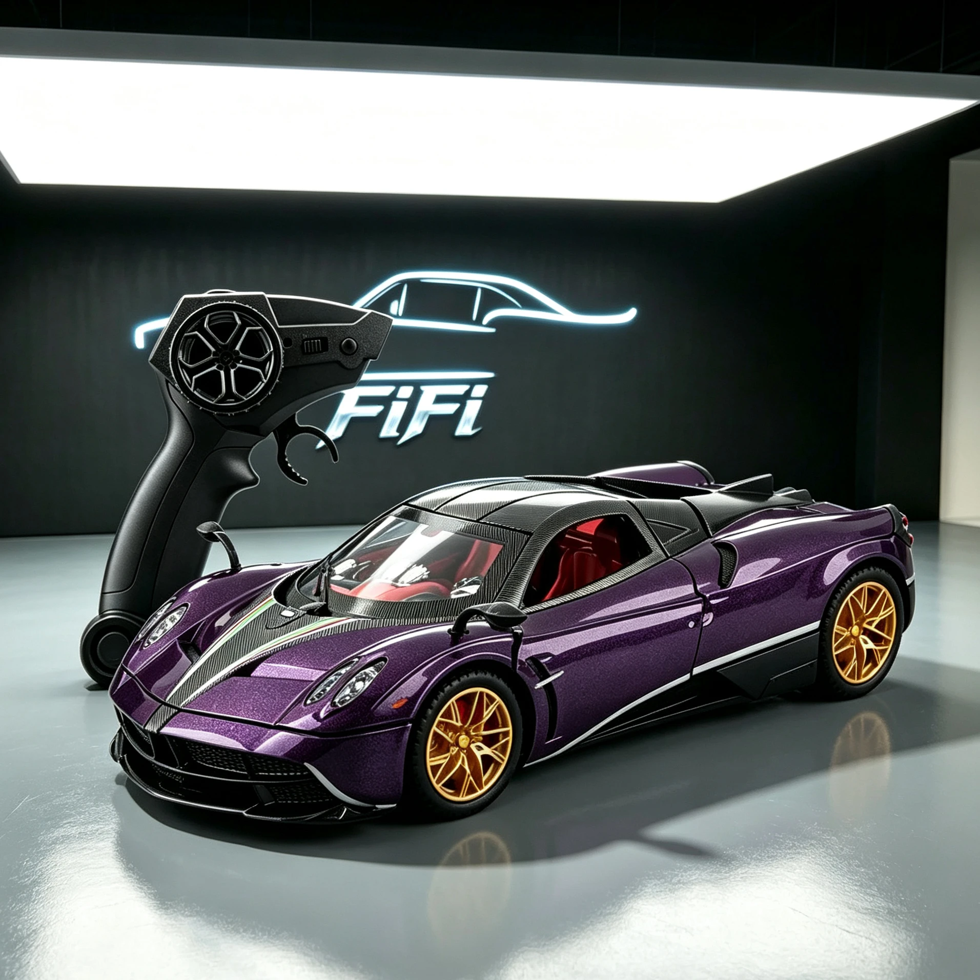1/24 Remote Control Alloy Racing Car Toy, Electric Mist Spray Function RC Supercar Model with LED Light, Hobby Display Ornament