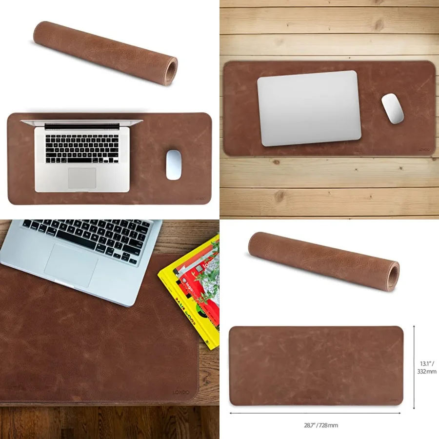 Top Grain Leather Extended Mouse Pad Large Desk Mat for Office and Gaming, Smooth Writing Surface, Non-Slip Base, Durable and S