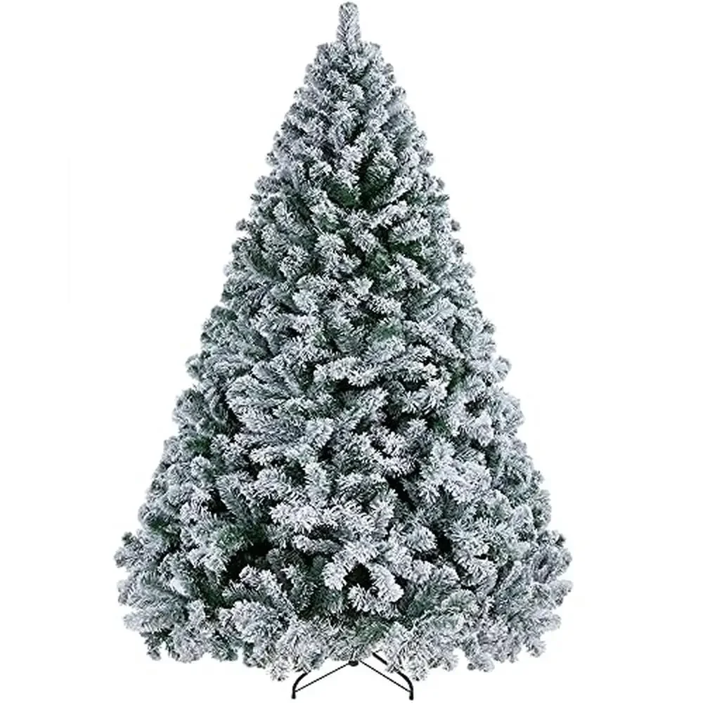 Christmas Snow Flocked Spruce Tree Decoration 1284 Branches White Full Branches