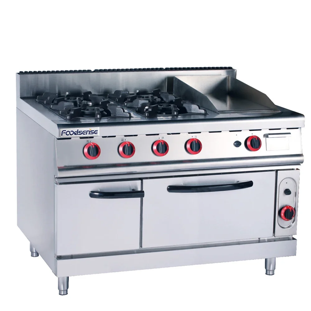 

Hot Sale 4-Bunner Gas Range &Griddle With Gas Oven Restaurant Stove 4 burner Gas Range