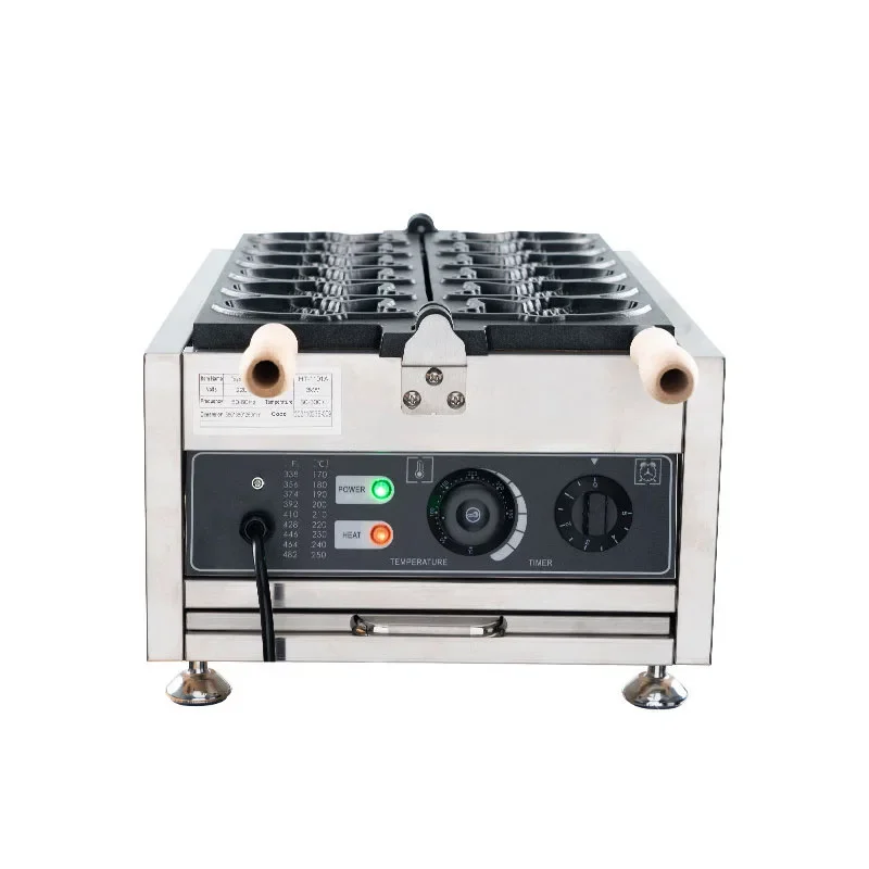 Dual Temp Control Electric Taiyaki Maker Non-Stick Fish Mold Stainless Steel Commercial Fish Cake Waffle Machine