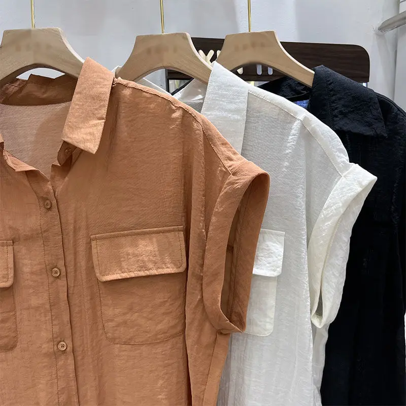 Summer Shirts Blouse For Women Y2k Retro Shirts Sleeveless Female Clothes Pullovers Outerwear Vintage Casual Skirt Ladies Tops