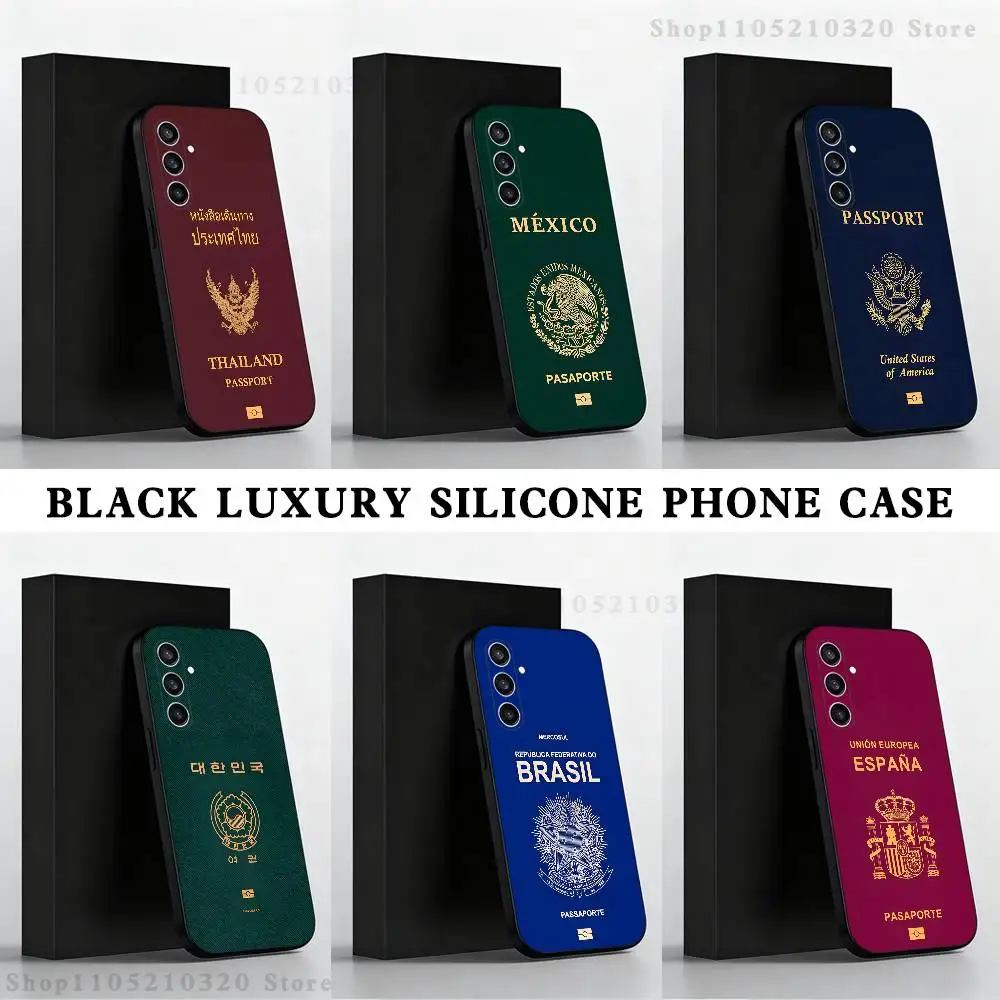 

Passports of various countries Phone Case For Samsung S 25,24,23,22,30,21,10,9,Ultra,Plus,Lite,FE,4,5 G Black Soft Case