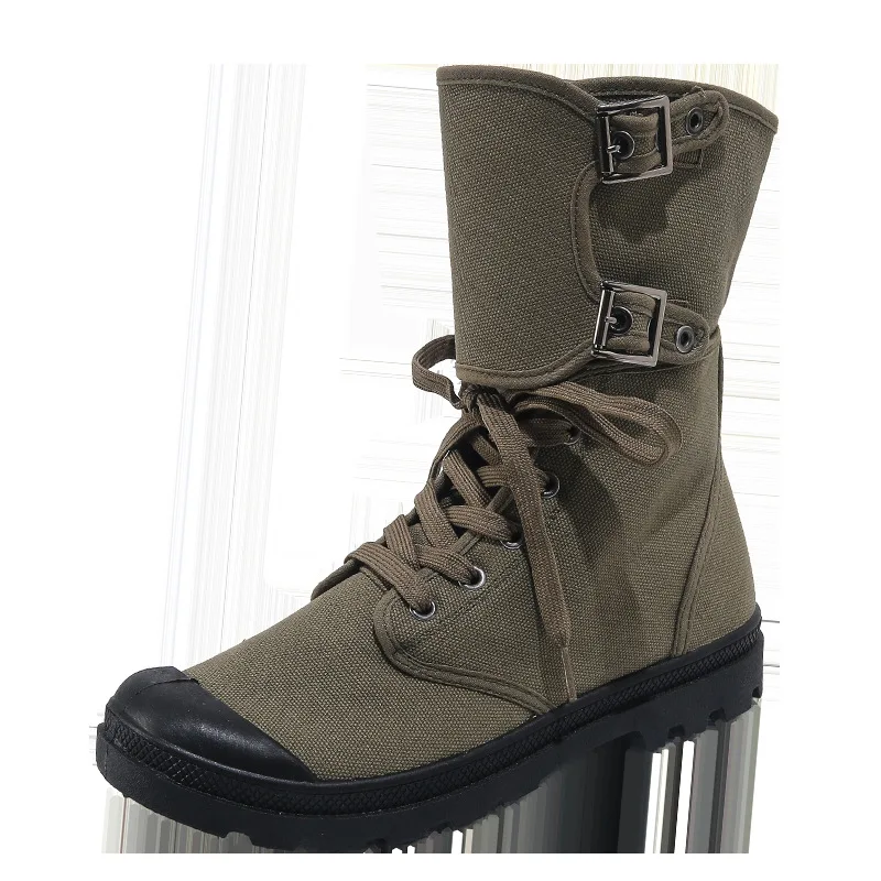 Men's Long Canvas Shoes Outdoor High Top Casual Boots Desert Tactical Anti Slip Mountaineering Work Shoes 2026 New Boots for Men