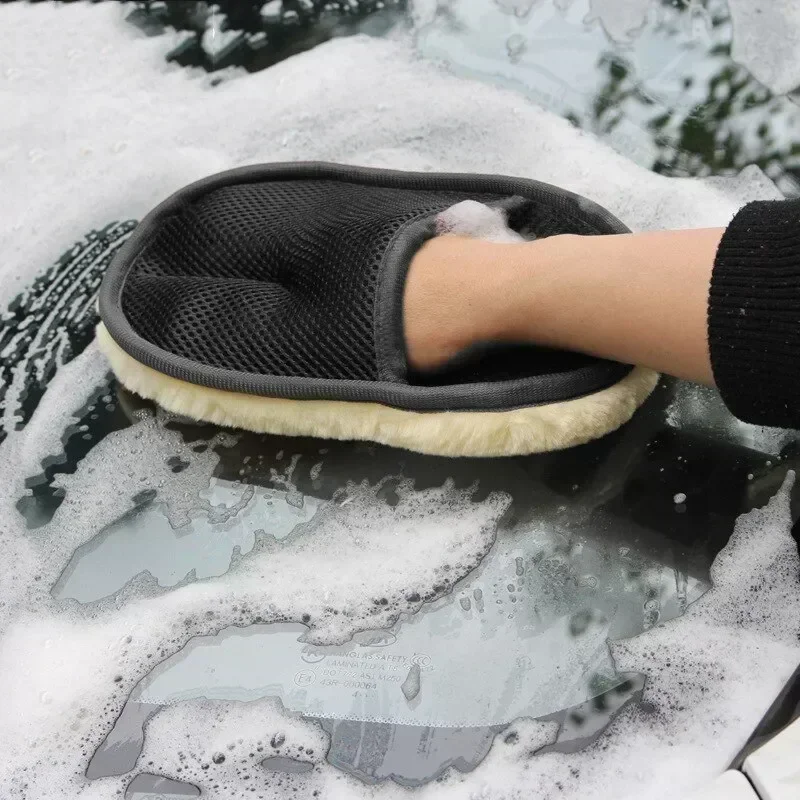 1PC Soft Car Wash Cleaning Glove Brush Thickened Double Sided Microfiber Coral Fleece Gloves Auto Waxing Beauty Care Brush