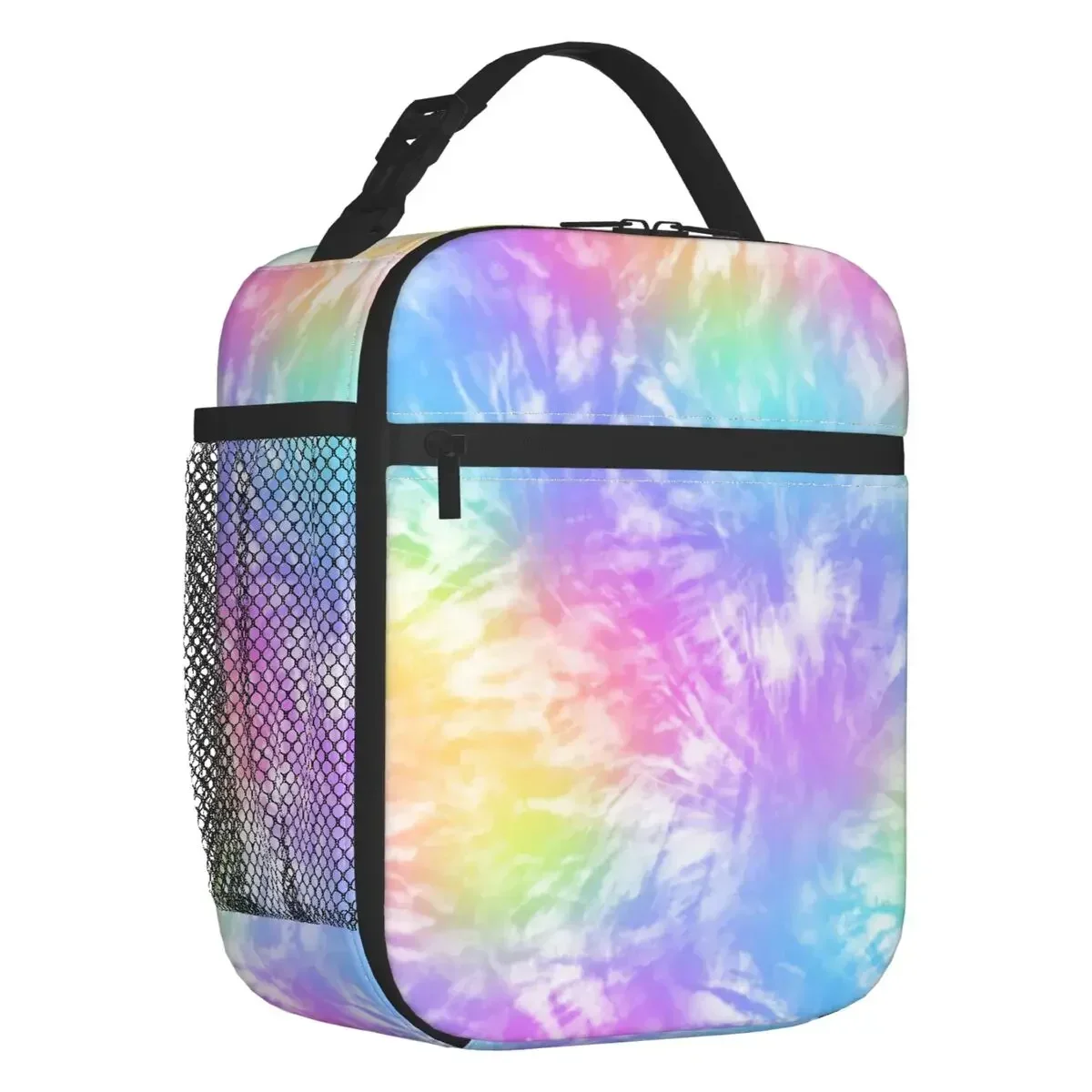 Pastel Tie Dye Colorful Pattern Thermal Insulated Lunch Bag Women Resuable Lunch Container for Outdoor Picnic Storage Food Box