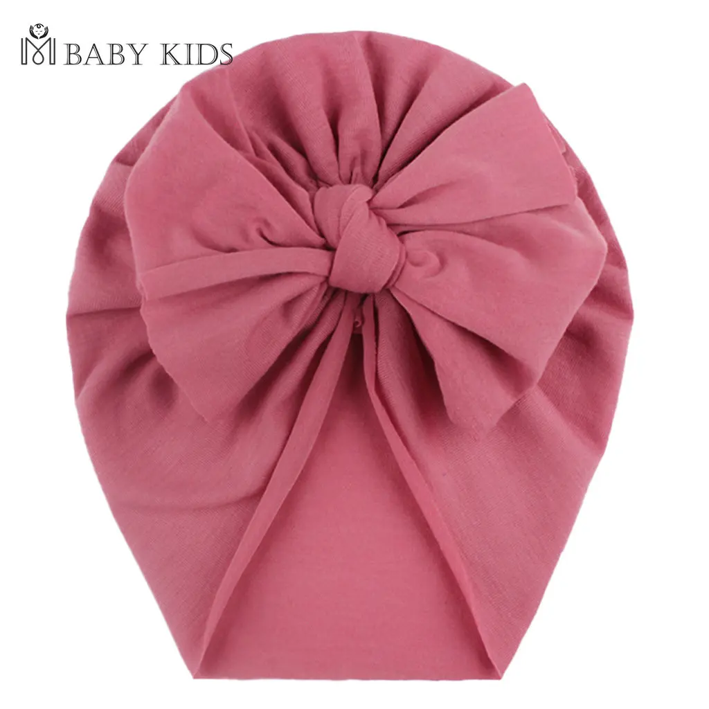 Solid Color Baby Hat Big Bowknot Baby Girl Hat Turban Knot Head Wraps Baby Kids Bonnet Beanie Newborn Photography Props