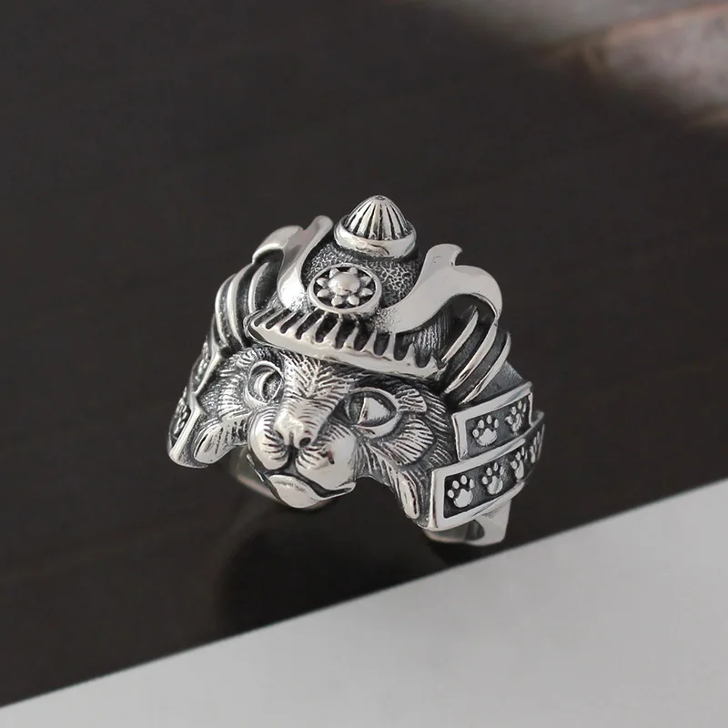 

Retro Thai silver old cat ring men's and women's exaggerated wide version of the personality open ring index finger ring trend