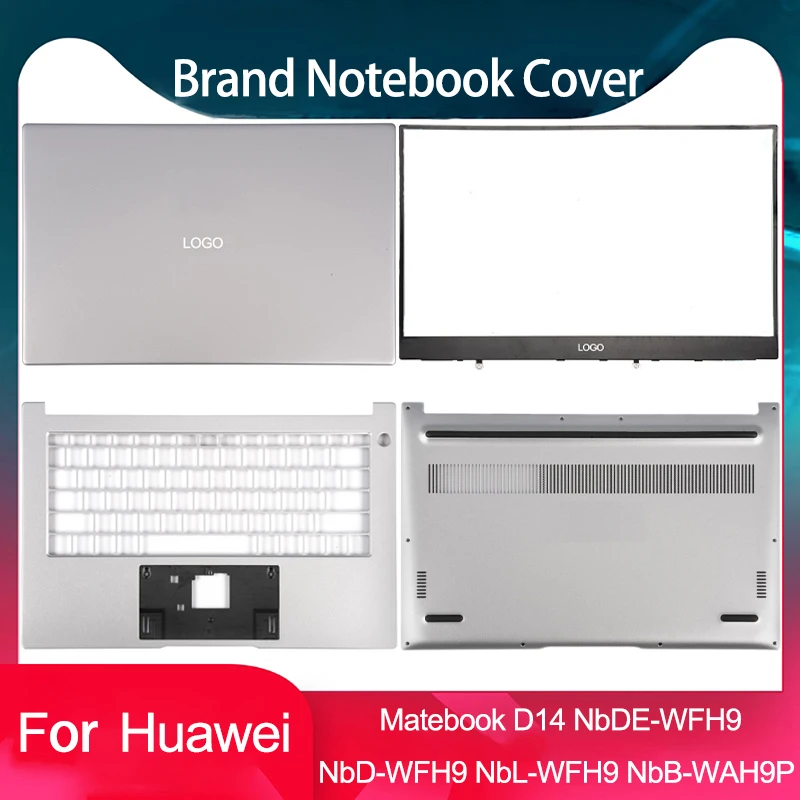 Laptop Case For HUAWEI Matebook D14 NbD-WFH9 NbB-WAH9P NbDE-WFH9 NbL-WFQ9L Back Cover Bezel Palmrest Bottom Case 14 Inch Silvery