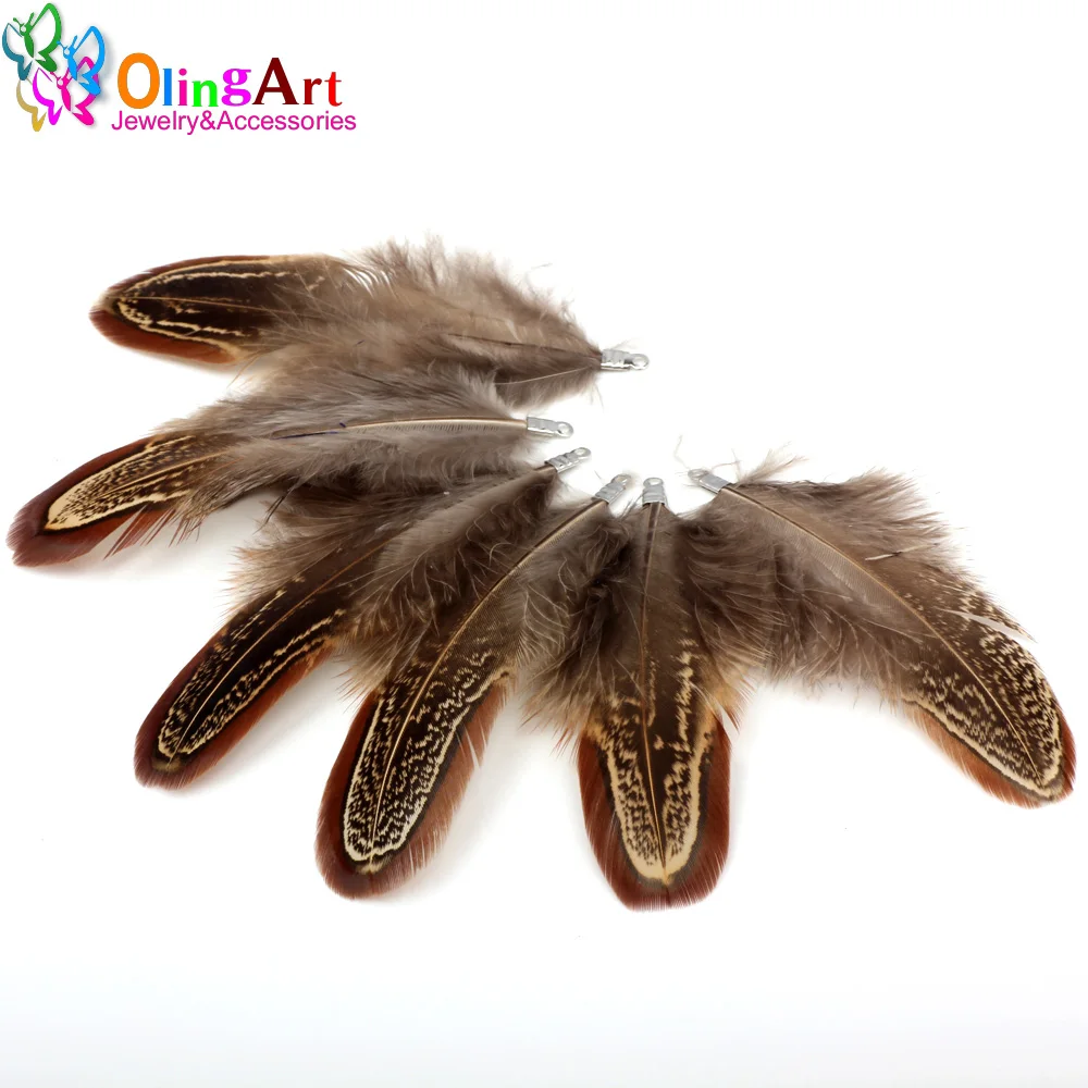 OlingArt Colorful Dyeing Natural Feathers Tassel 12pcs Women Earrings Bracelet Choker DIY Jewelry Making  Keychain Pendants view 5