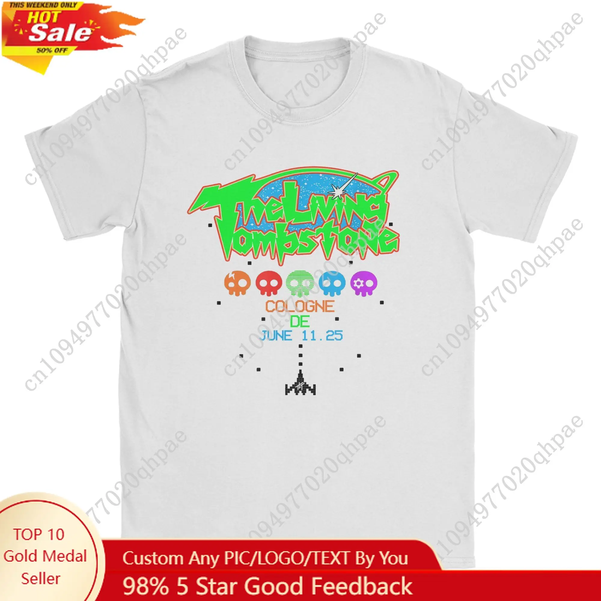 

The Living Tombstone World Tour T Shirt Men Pure Cotton Funny T-Shirt O Neck Rock Tees Short Sleeve Clothes Plus Size