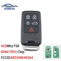 QWMEND KR55WK49264 Smart Car Key for Volvo XC60 S60 S60L V40 V60 S80 XC70 KYDZ 5 Buttons 433Mhz FSK ID46/7953 Chip