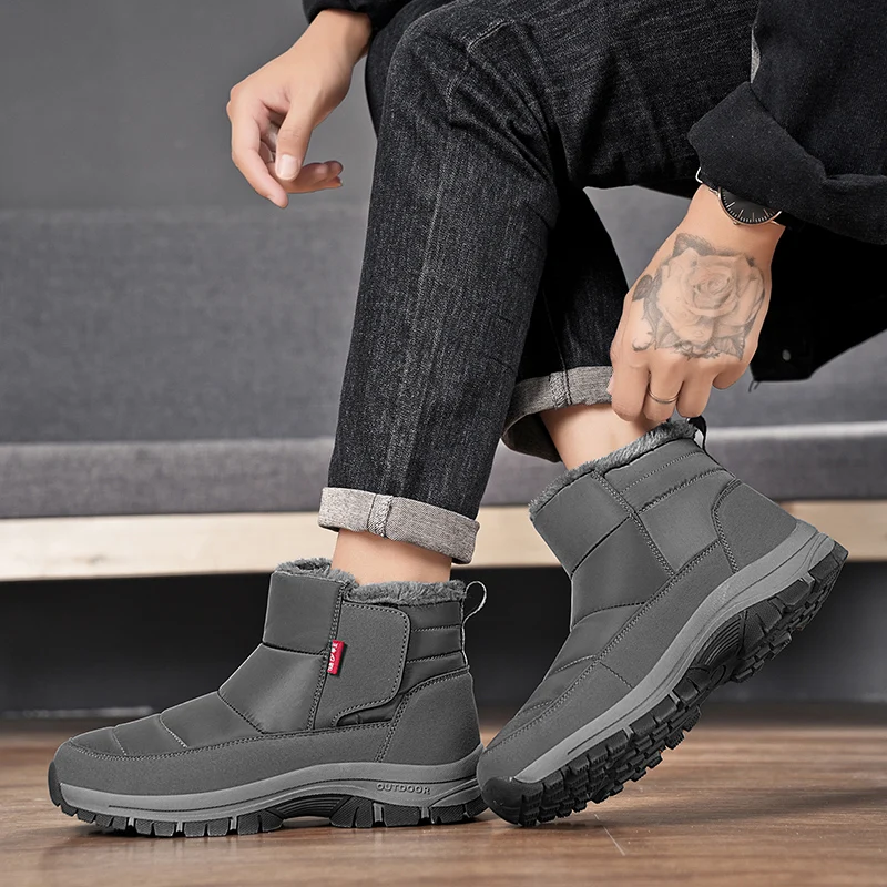 أحذية الشتاء الرجالية للثلج مقاومة للماء الدافئة القطيفة المضادة للانزلاق أحذية المشي لمسافات طويلة في الهواء الطلق أحذية رياضية للرجال
