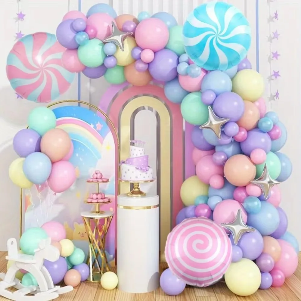 

132PCS Donut Themed Balloon Wreath Arch Kit for Wedding Birthday Parties Anniversary, Event Celebration Decoration Supplies