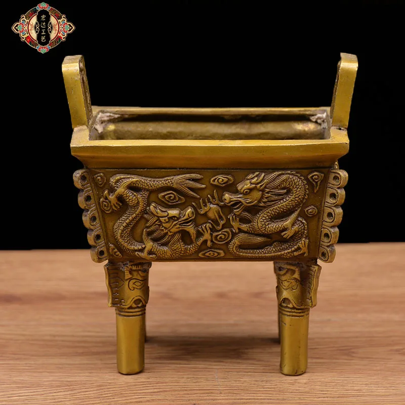 Bronze, pure copper, two dragons playing with a pearl, bronze censer, auspicious gift, decorative piece