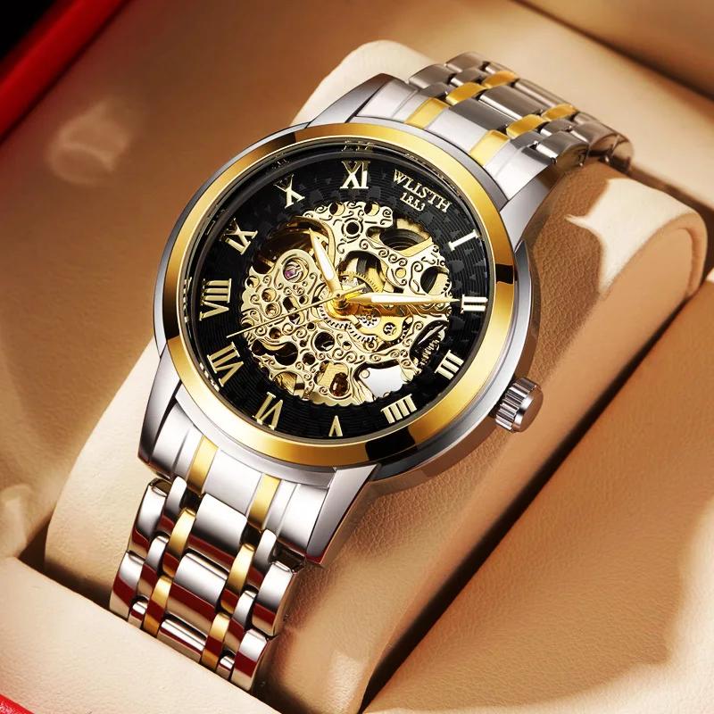 

High-End Men’s Mechanical Watch, Skeleton Design, Waterproof Luminous Automatic Wristwatch, Fashion Business Timepiece
