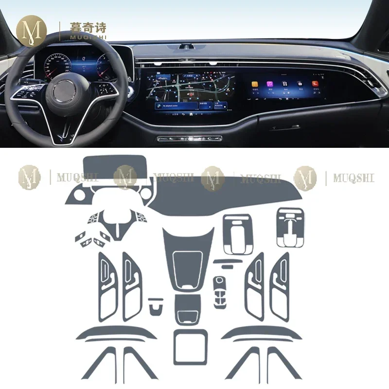 MUQSHI pre cut Car interior gearbox panel TPU protective film screen anti scratch repair For Mercedes Benz W214 Class-E 2024-25