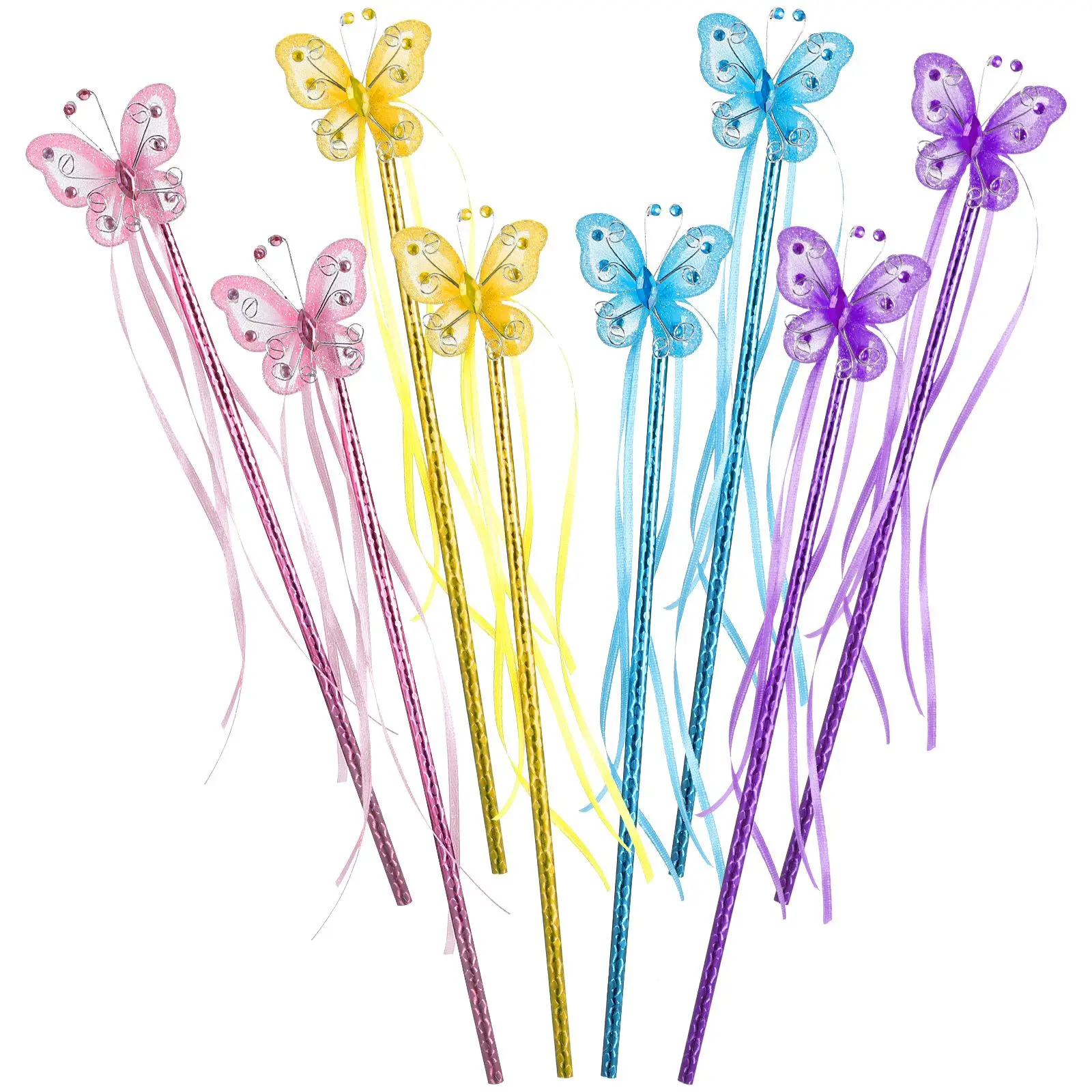 

8 Pcs Fairy Butterflies Stick Party Girls Gifts Toys Delicate Ribbon Animal