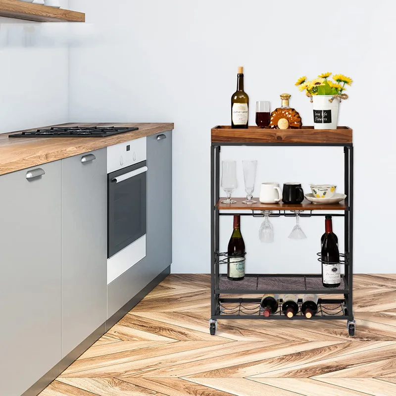 Folding Mobile Kitchen Storage Truck With Modern Ironwood Workmanship