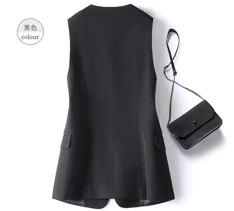 Vestido formal de baile de algodão feminino, ternos pretos, colete, senhora do escritório, roupas de negócios, casaco feminino, moda, 1 peça