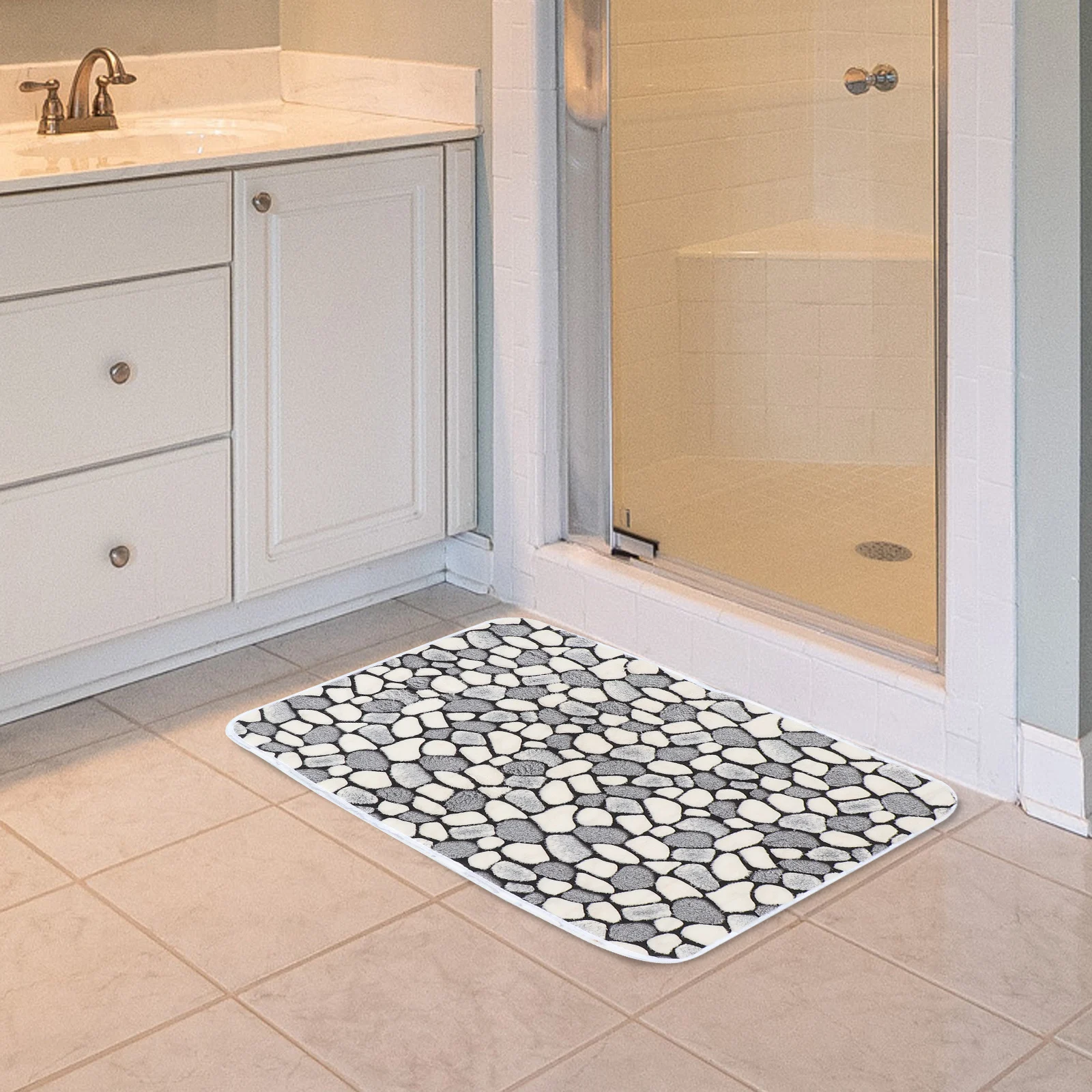 

1Set Coral Fleece Floor Mat Non-Slip Bathroom Floor Carpet Water Absorption Shower Room Mat Toilet Cover Carpet