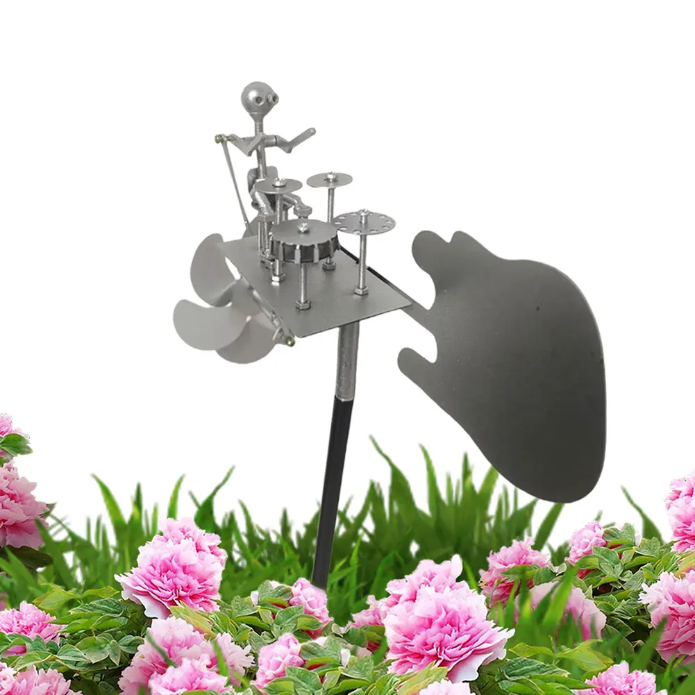 

Metal Drummer Windmill Statue Percussionist Music Figurines and Statues Outdoor Wind Sculpture for Yard Art Lawn Garden Decor