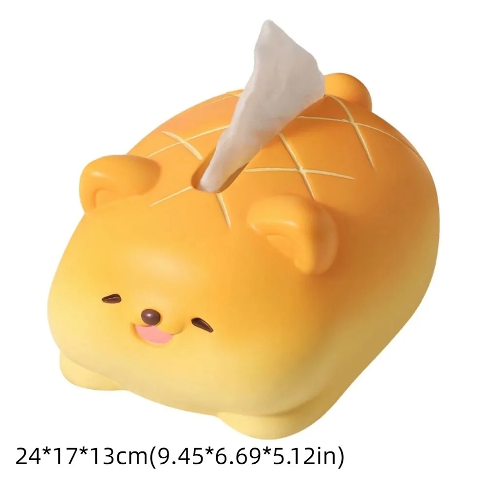 Anti Drop Pineapple Bun Dog Tissue Box Collectible Decorative Resin Paper Box Resin Cute Dog Model Toy Birthday Gift