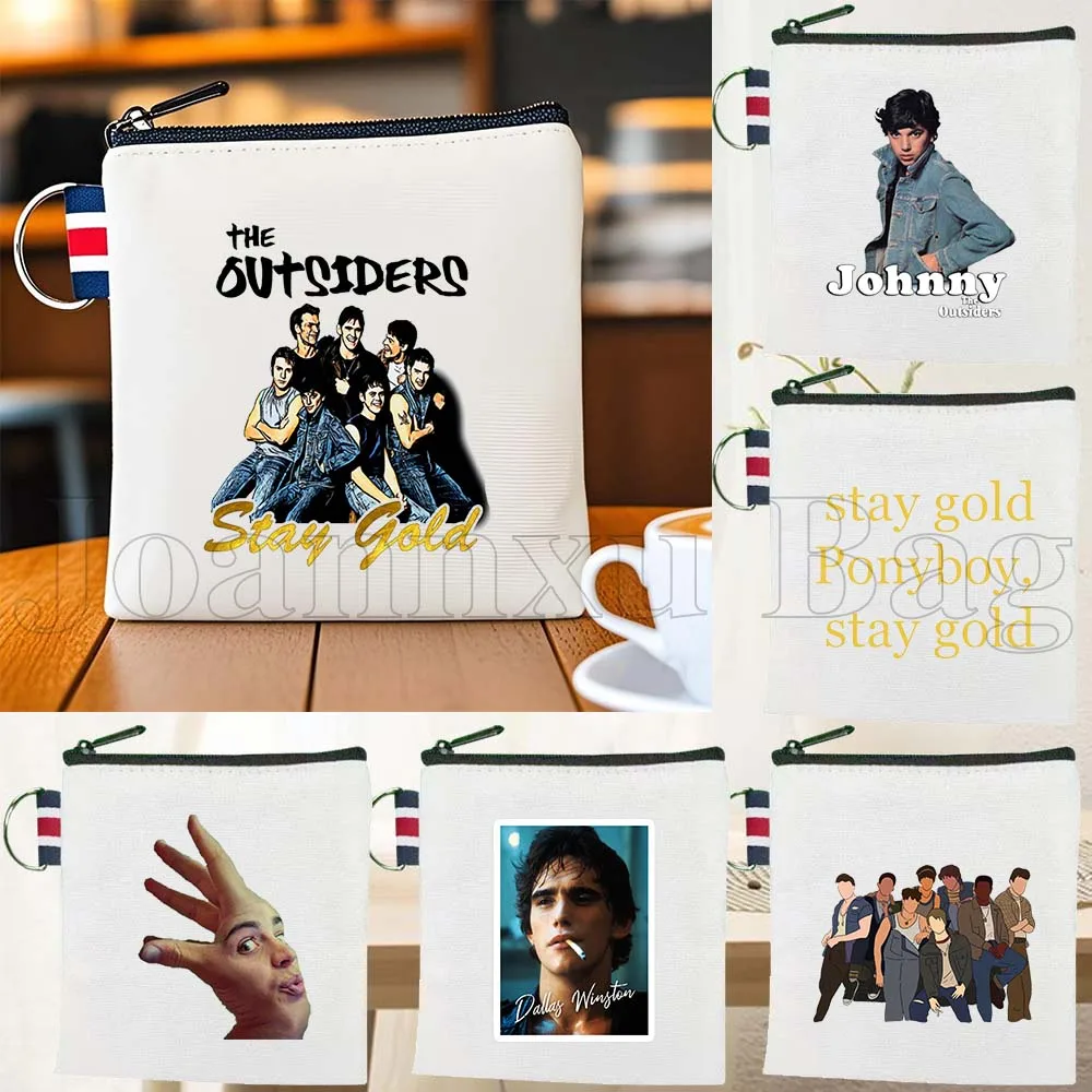 

The Outsiders Movie Poster 80s Ponyboy Curtis Dallas Crime Shows Friends Gifts Key Coin Purse Bag Small Square Card Wallet Pouch