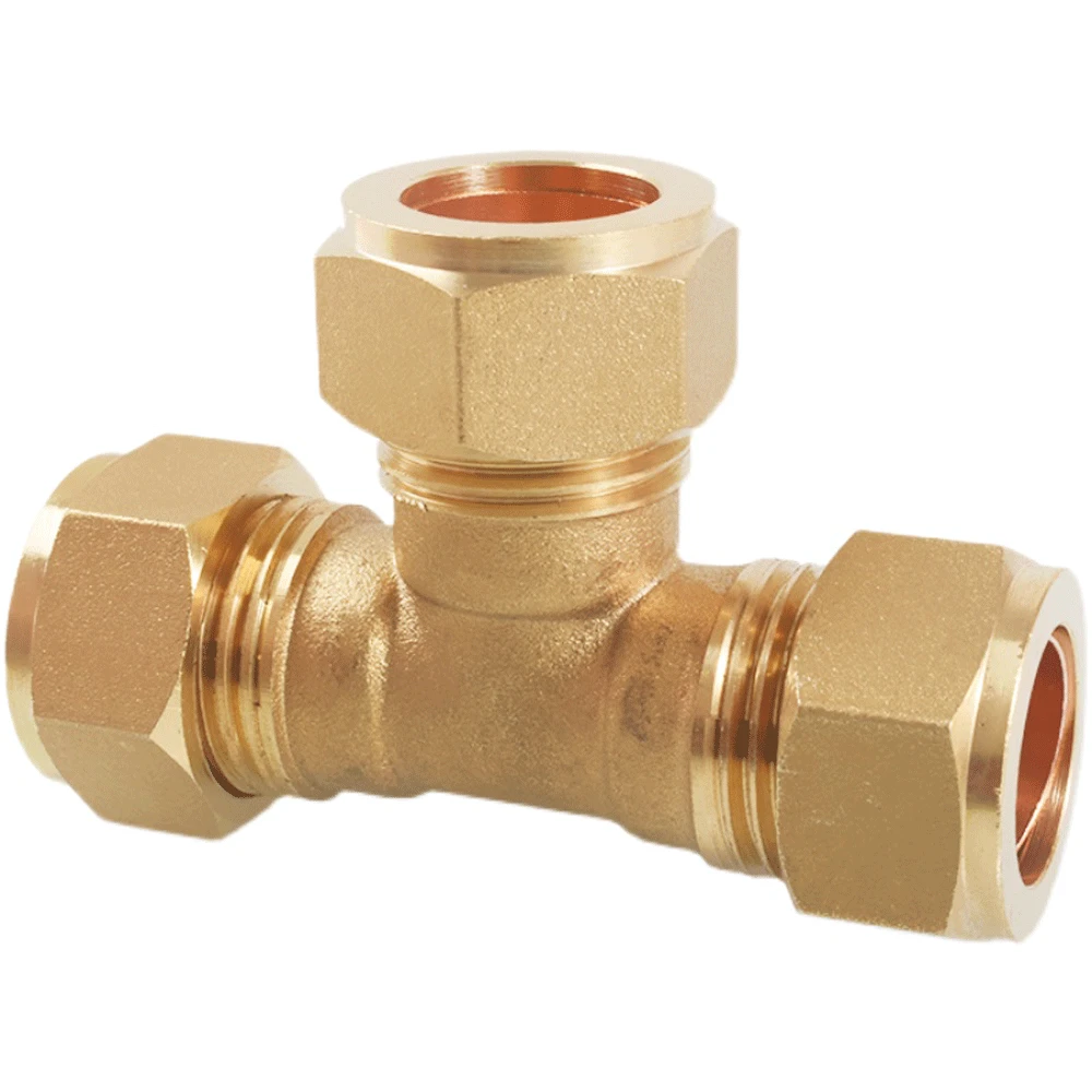 Fit 6 8 10 12 14 15 16 18 19 20 22 25 28mm Rohr kompression anschluss Messing rohr verschraubung T-Stück 3-Wege-Anschluss Wasser Gas Öl – Detail 8