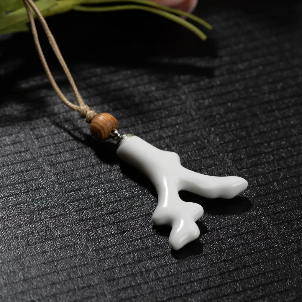 Handmade Tree Root Shape Ceramic Necklace with Unique Design Adjustable Length Perfect Gift For Women X861