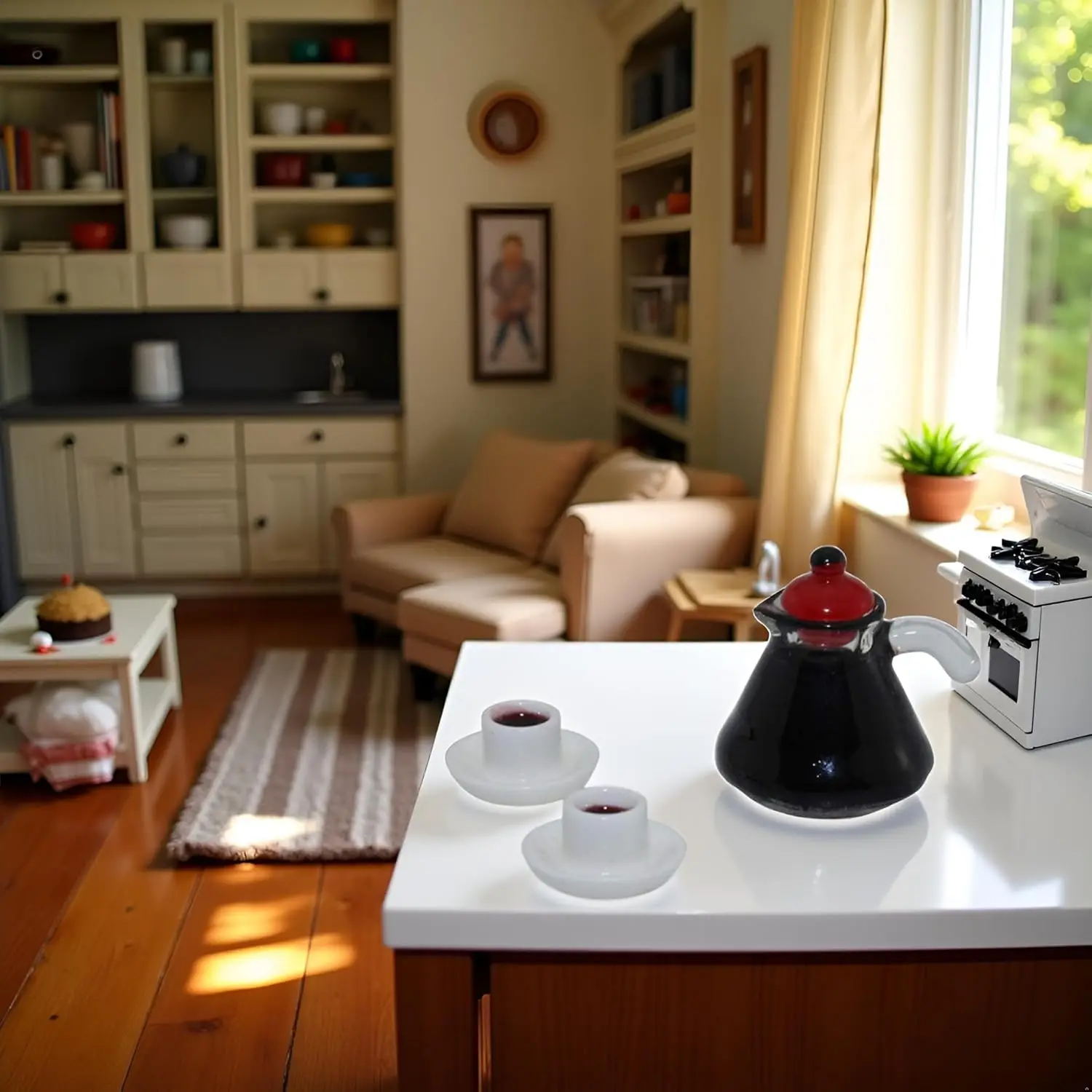 

3-Piece Set Cute Mini Coffee Pot Dollhouse Model Toy Miniature Food Play Scene Accessories Small Cloth Design