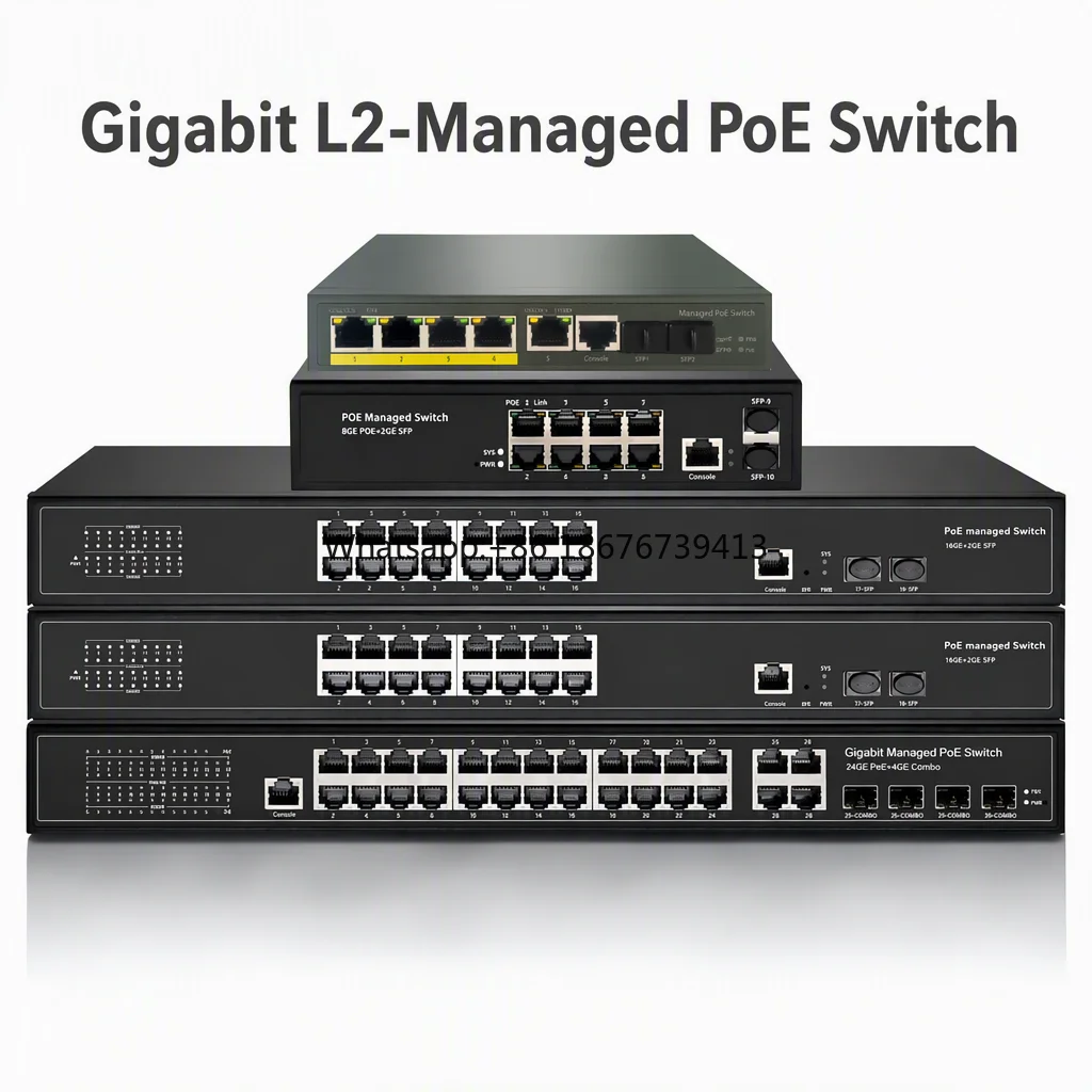 4/8/16/24 Port Gigabit L2 Managed PoE+ Switch, IEEE 802.3af/at Ethernet Switch for CCTV and Enterprise Network