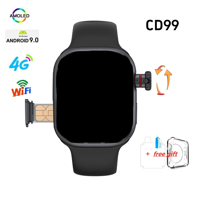 CD99 ساعة ذكية سلسلة 10 نظام أندرويد 9 مع بوصلة GPS WIFI 2.26 بوصة Amoled 128GB تخزين لعبة معدل ضربات القلب CD99 Smartwatch