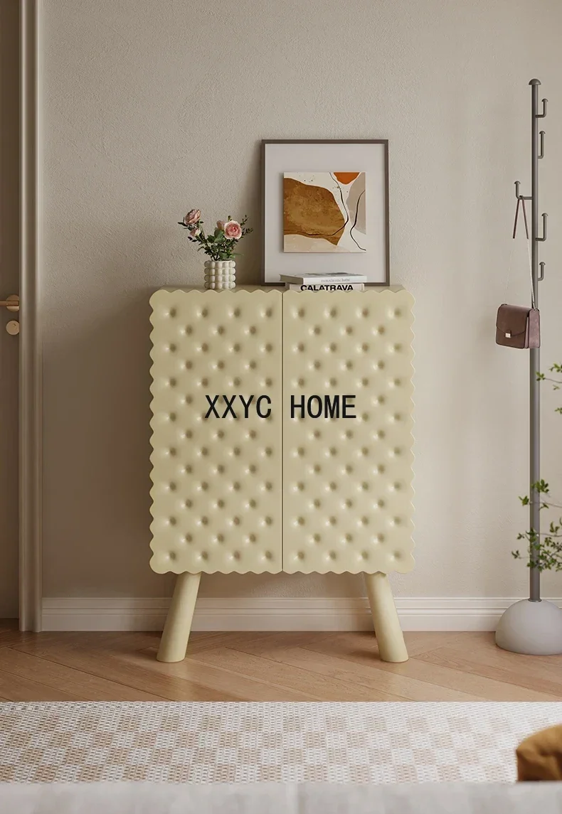 

Cream wind biscuit shoe cabinet home entrance entrance shoe storage cabinet large capacity storage cabinet